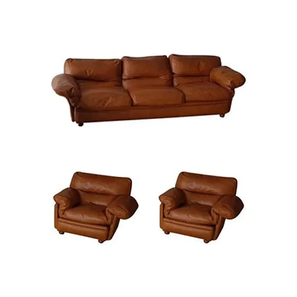 Set divano e 2 poltrone in pelle vintage (anni '60), Poltrona Frau image