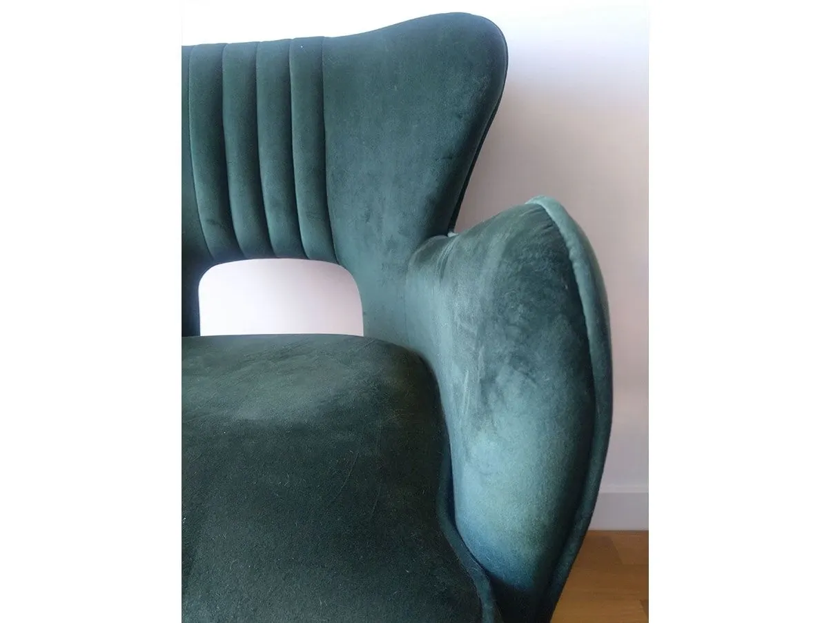 Poltrona Adila con braccioli in velluto (verde), Bizzotto 1