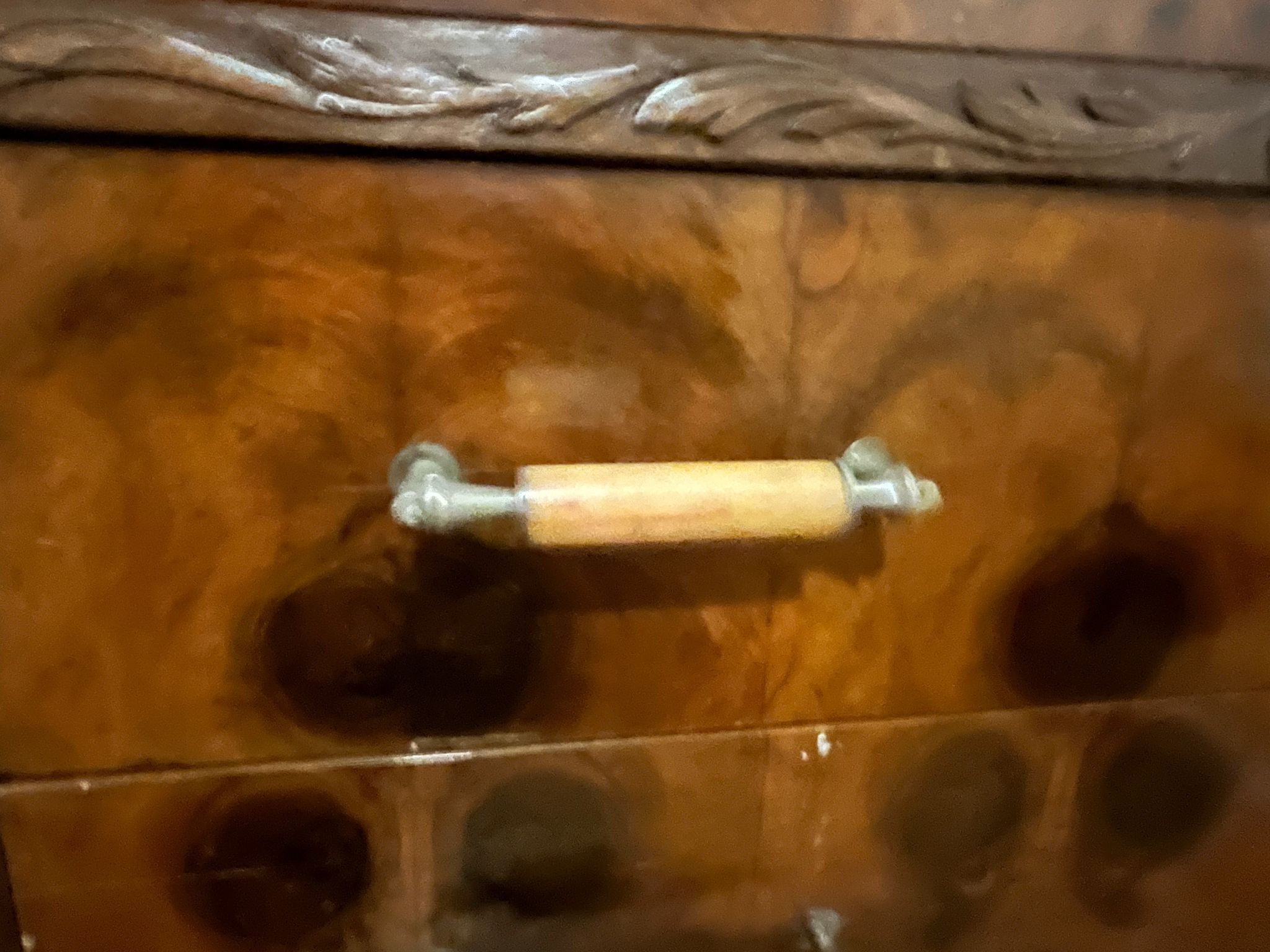 Walnut Burl and Marble Dresser (1930s) Details
