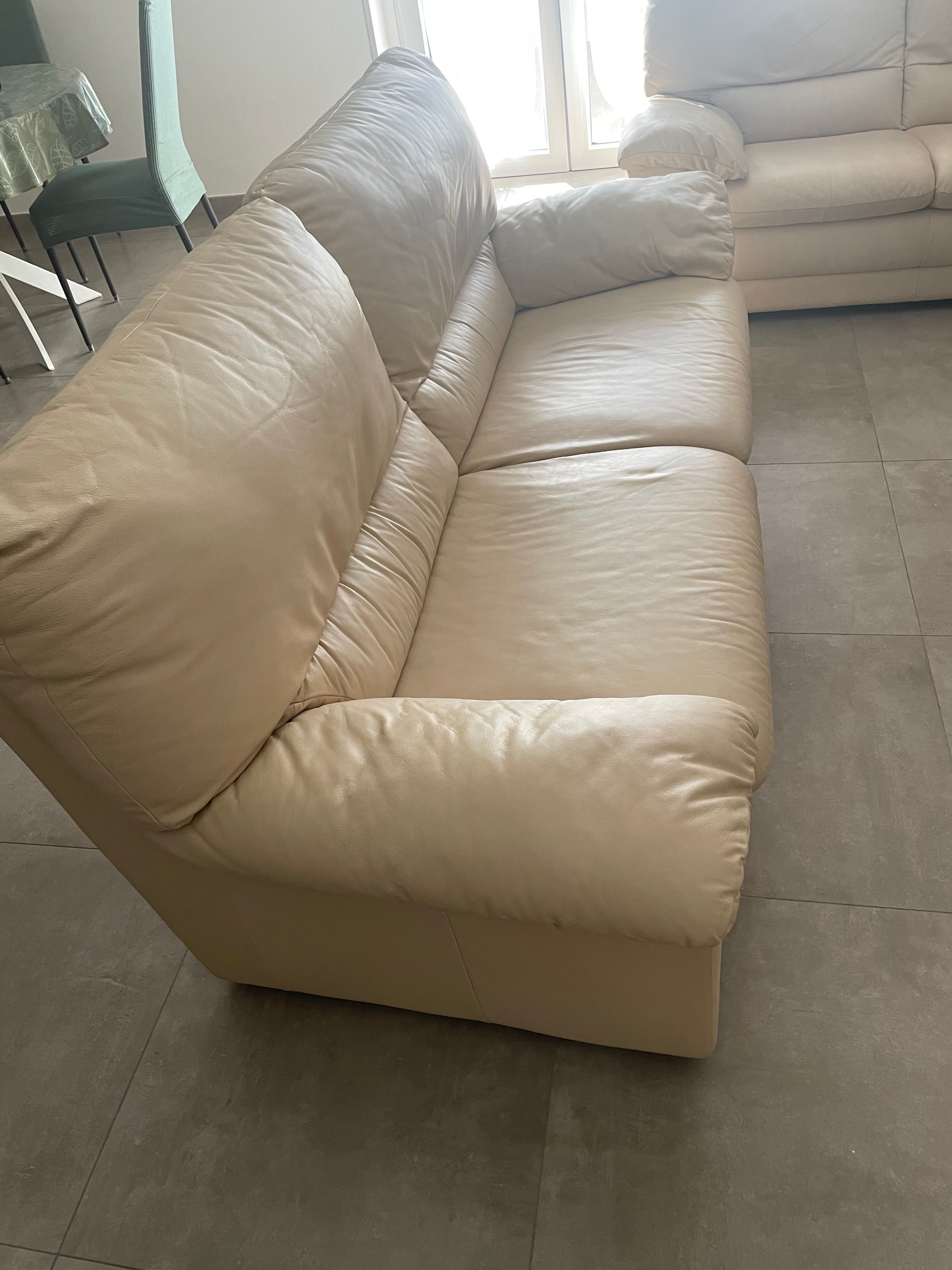 Divano 3 posti in pelle (beige) Front