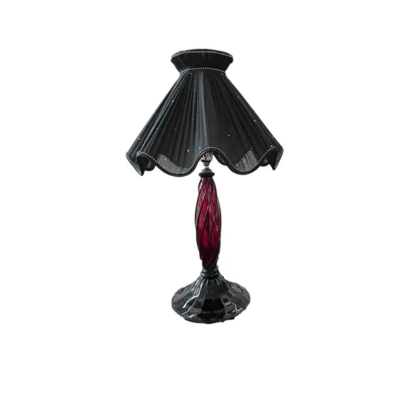 Lampada da tavolo in cristallo rosso con paralume, IPM light 