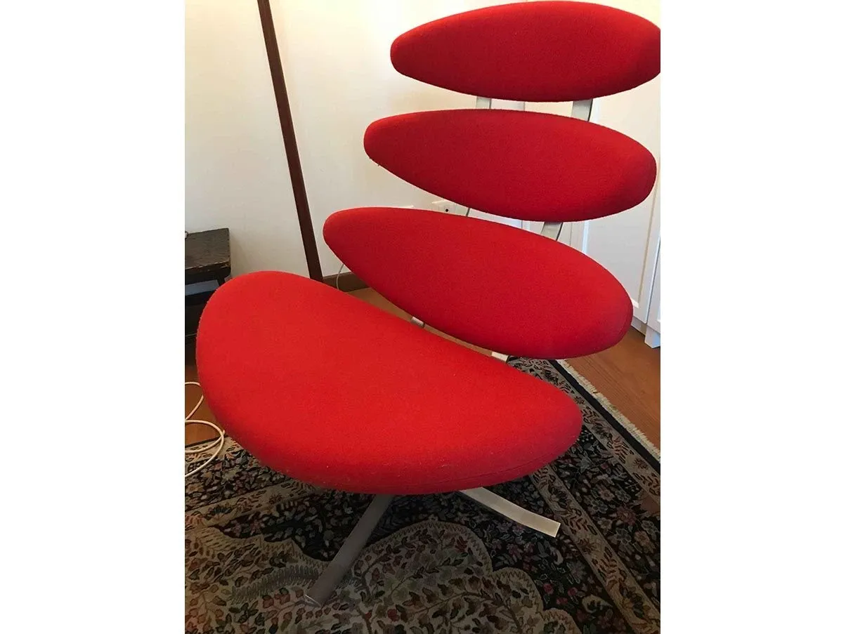 EJ5 Corona armchair steel and fabric (red) 3