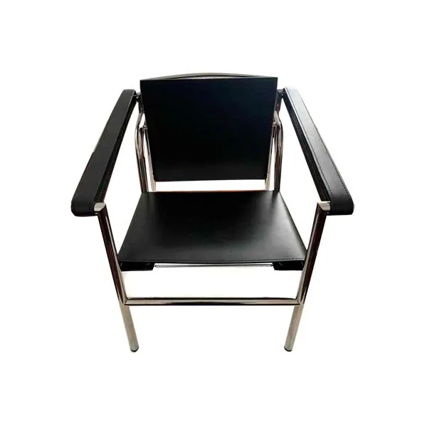 Vintage LC1 armchair in black leather (1980s), MDF Italia image