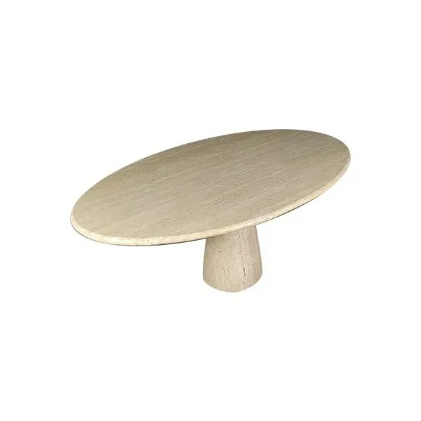 Vintage Finale Oval Table by Peter Draenert in Travertine (1970s) 