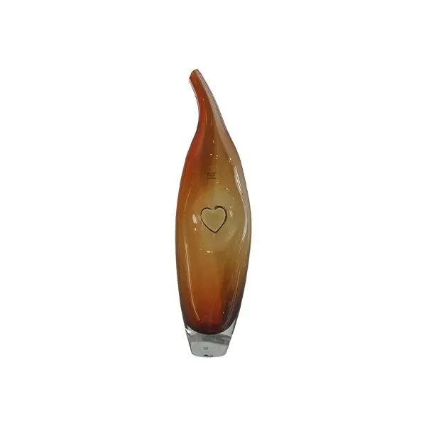 Red and orange glass vase, Kosta Boda image