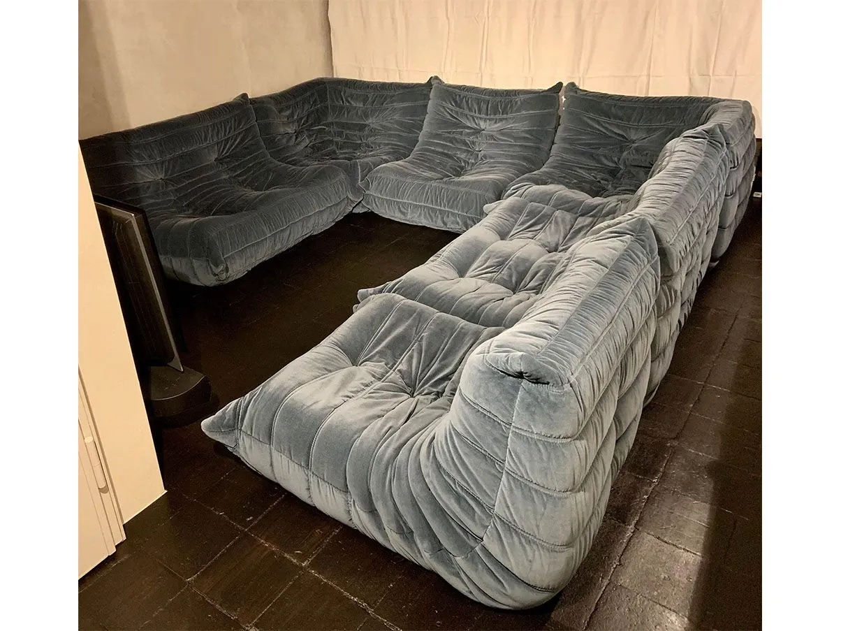 Togo modular sofa 6 velvet elements (blue) 2