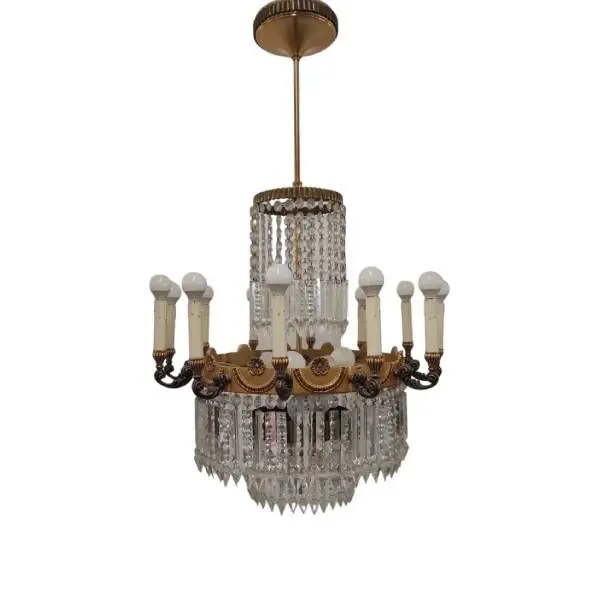 Vintage bronze and crystal chandelier (1940s), Lumi Milano image