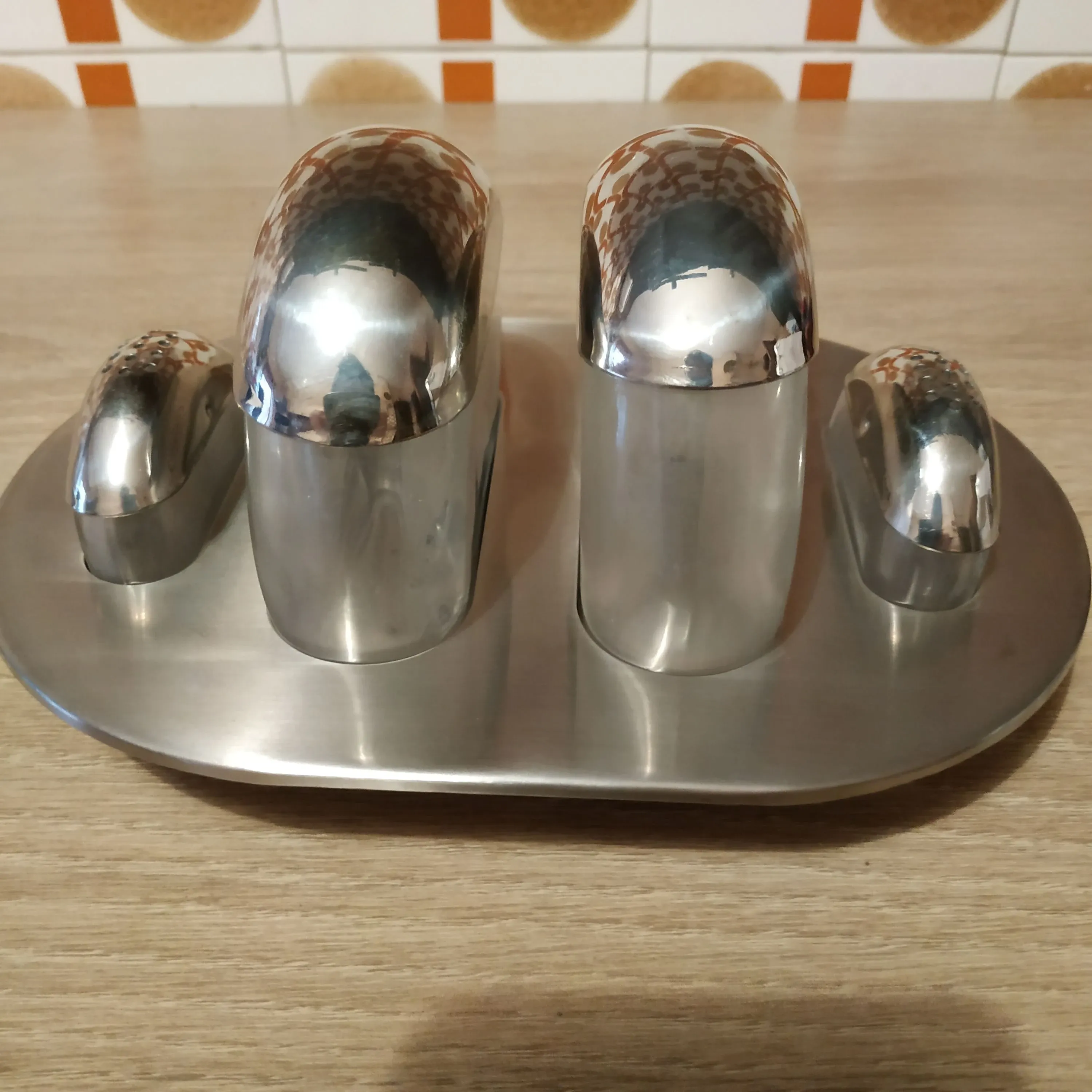 Set oliera in acciaio vintage (anni'80) 1