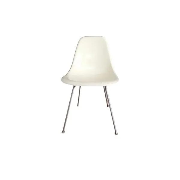 Vintage chair in white resin glass and steel (1950s) image