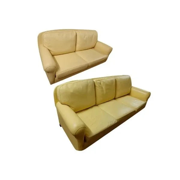 George set of 2 2 and 3 seater sofas in leather (yellow), Poltrona Frau image