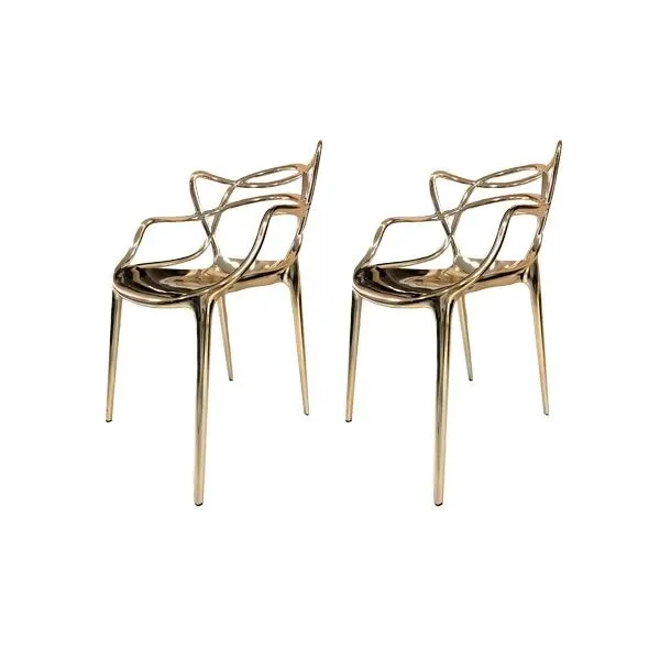 Set of 2 Masters chairs by Philippe Starck (gold), Kartell image