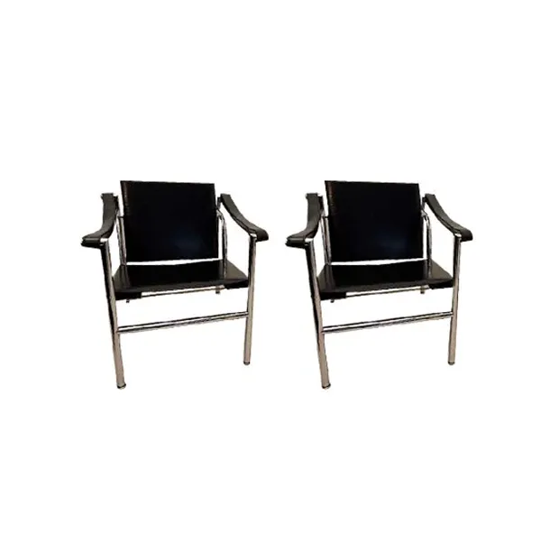 Set 2 LC1 Mvseum series armchairs in leather (black), Alivar image