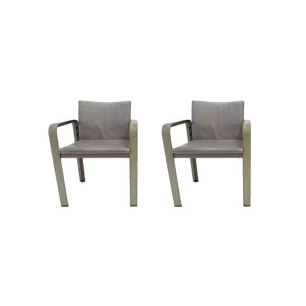 Set of 2 Golfo Dei Poeti leather armchairs (grey), Matteograssi image