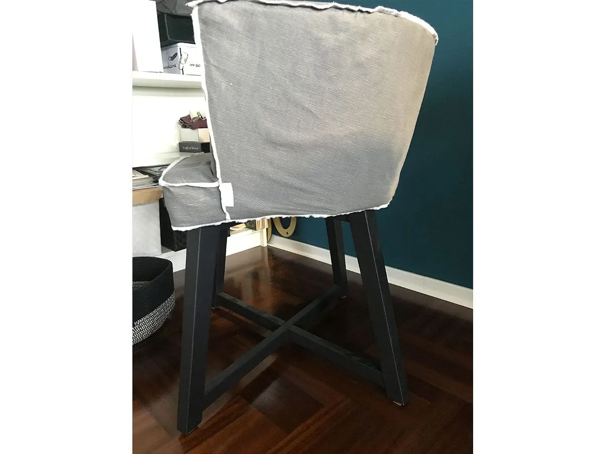 Gray 26 armchair in walnut wood and fabric (grey), Gervasoni 3