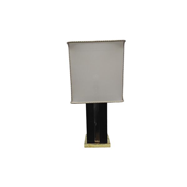Table lamp in leather and brass (1970s), Aldo Tura image