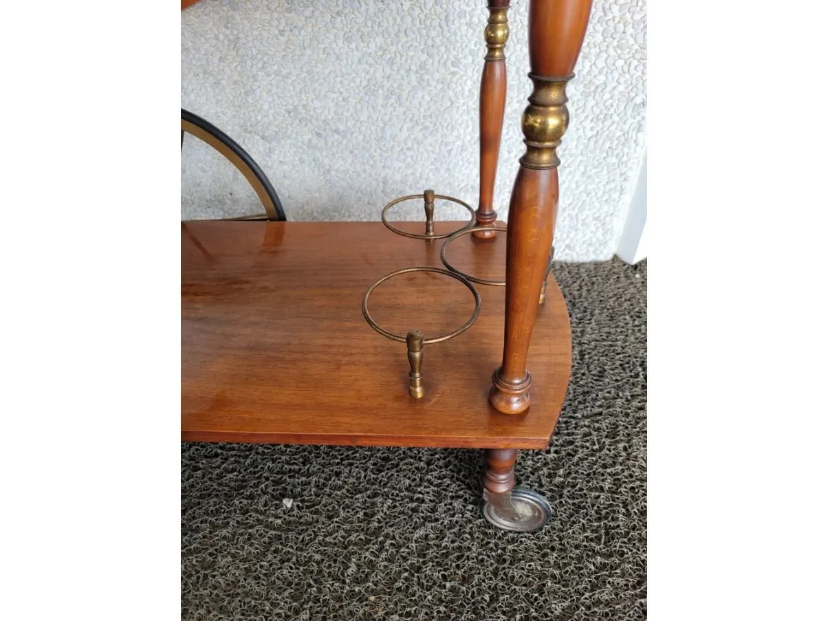 Vintage wooden trolley with folding top, 6