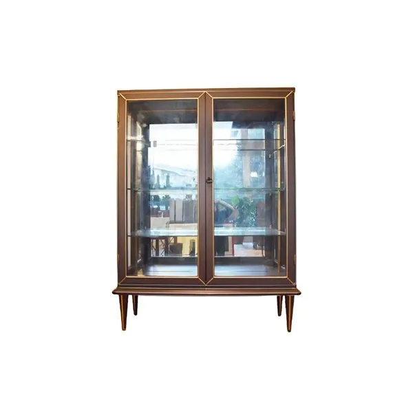 Vetrina vintage in legno con ripiani in vetro (anni '50) 