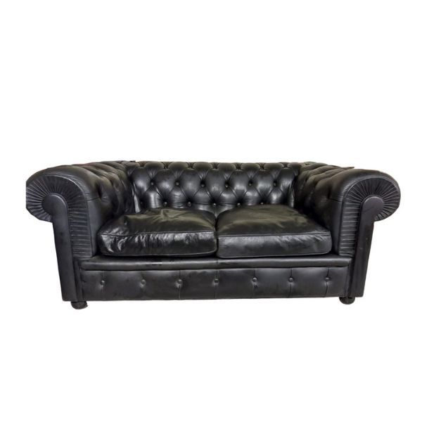 2-seater Chester model sofa in black leather, Poltrona Frau image