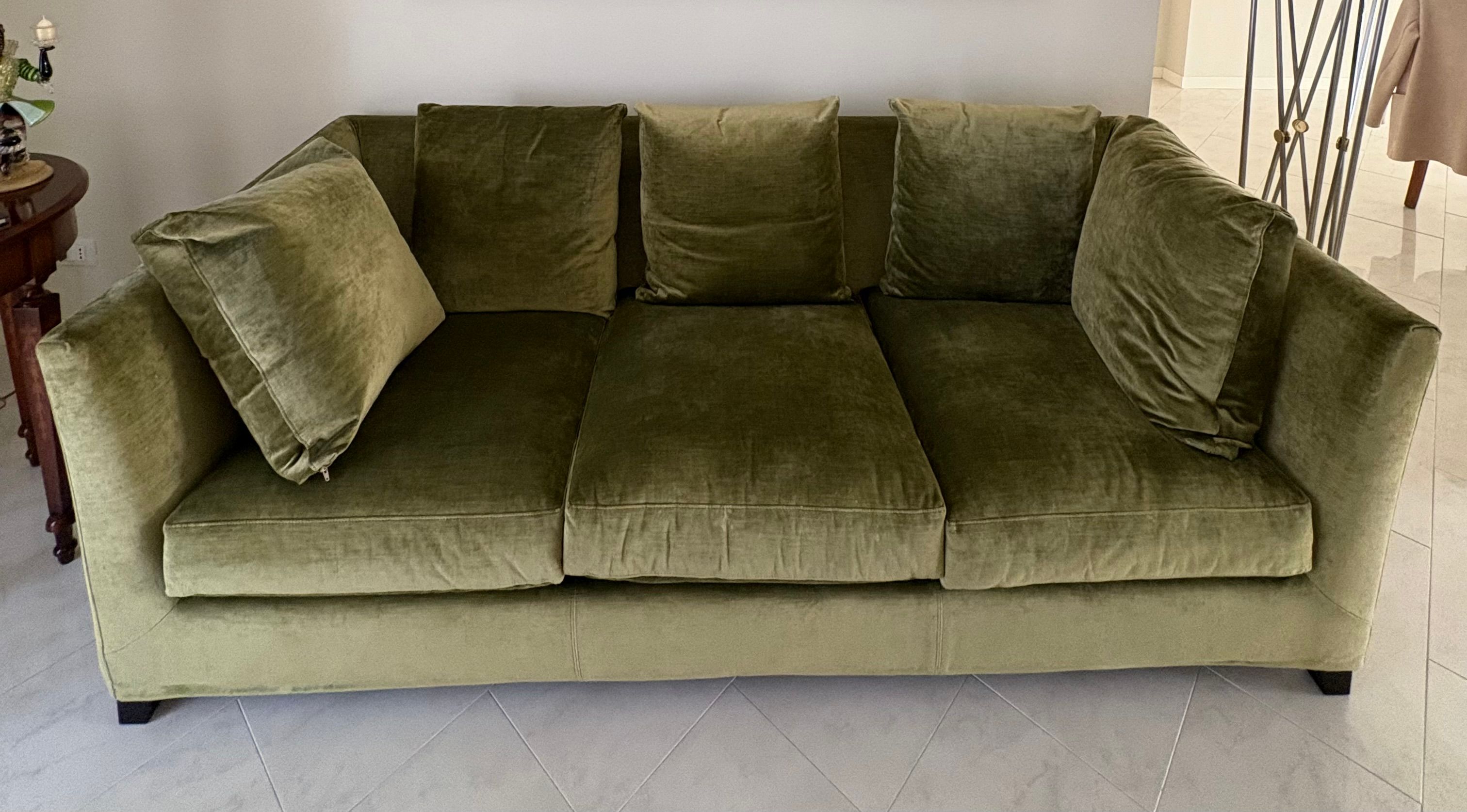 Divano 3 posti in velluto verde, Flexform Main