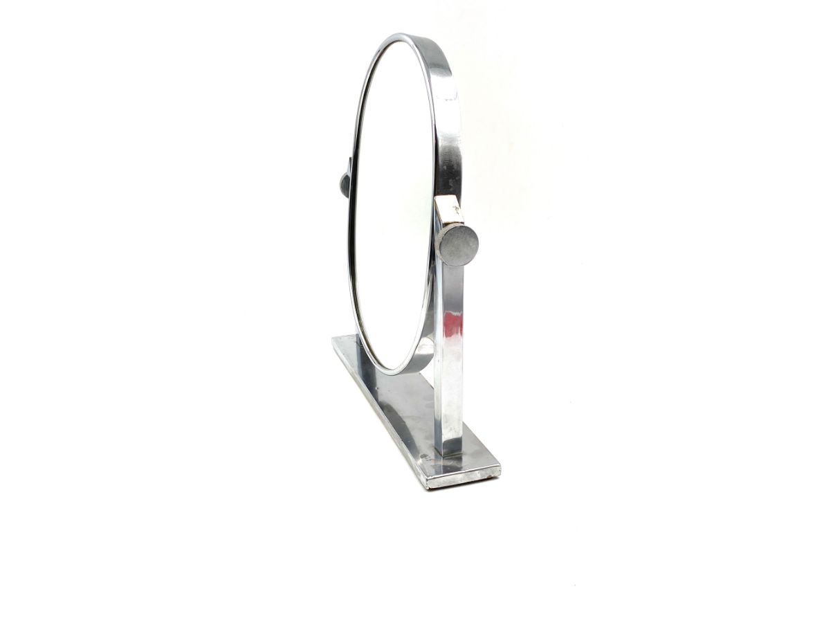 Specchio da tavolo Vanity vintage in ottone nichelato (anni '60),  4