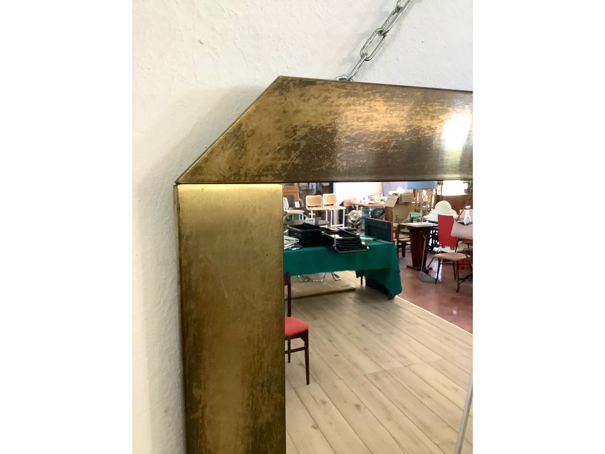 Specchio con cornice in ottone (anni '70) Brand
