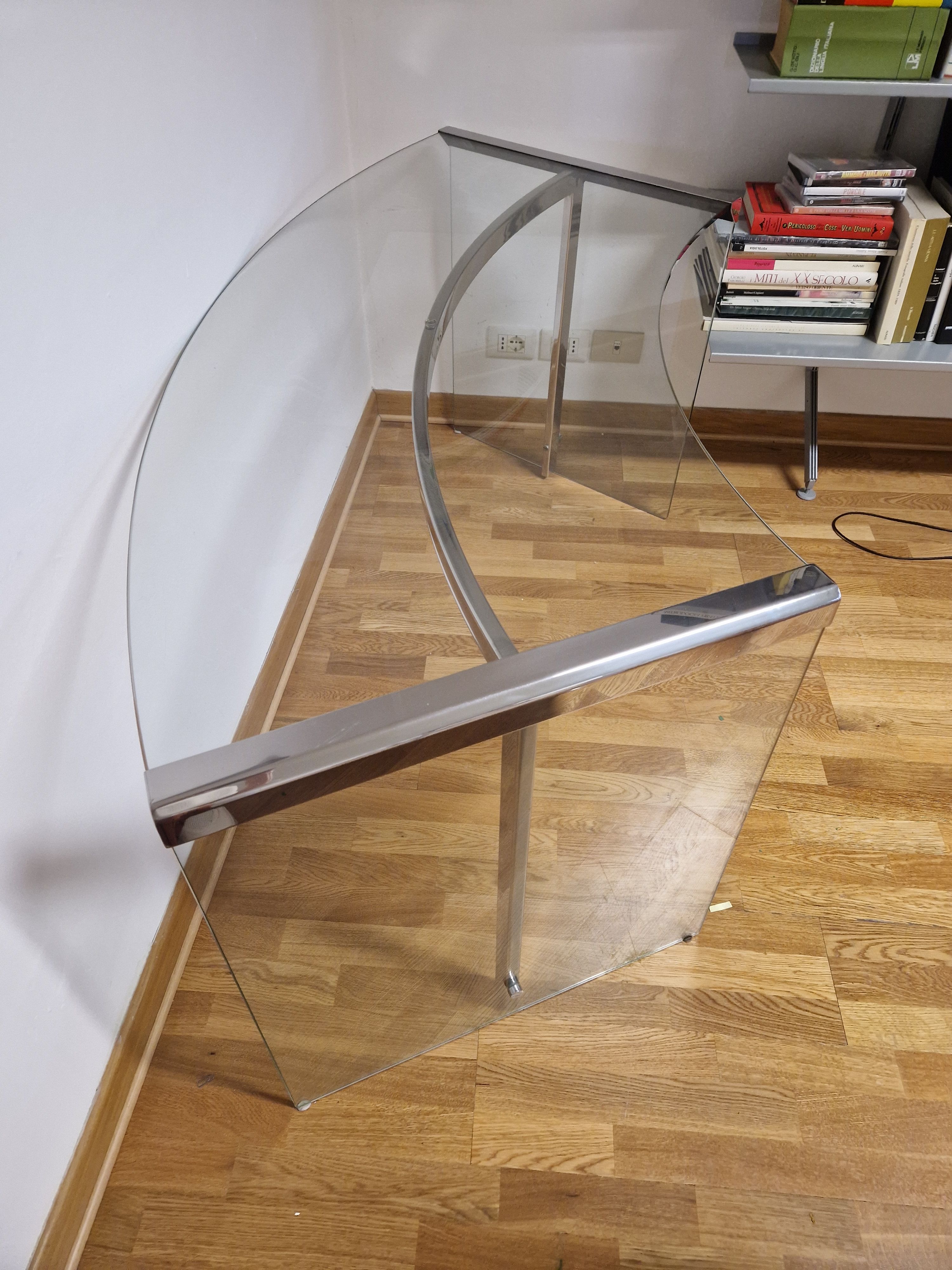 Bureau président junior en verre transparent trempé Side