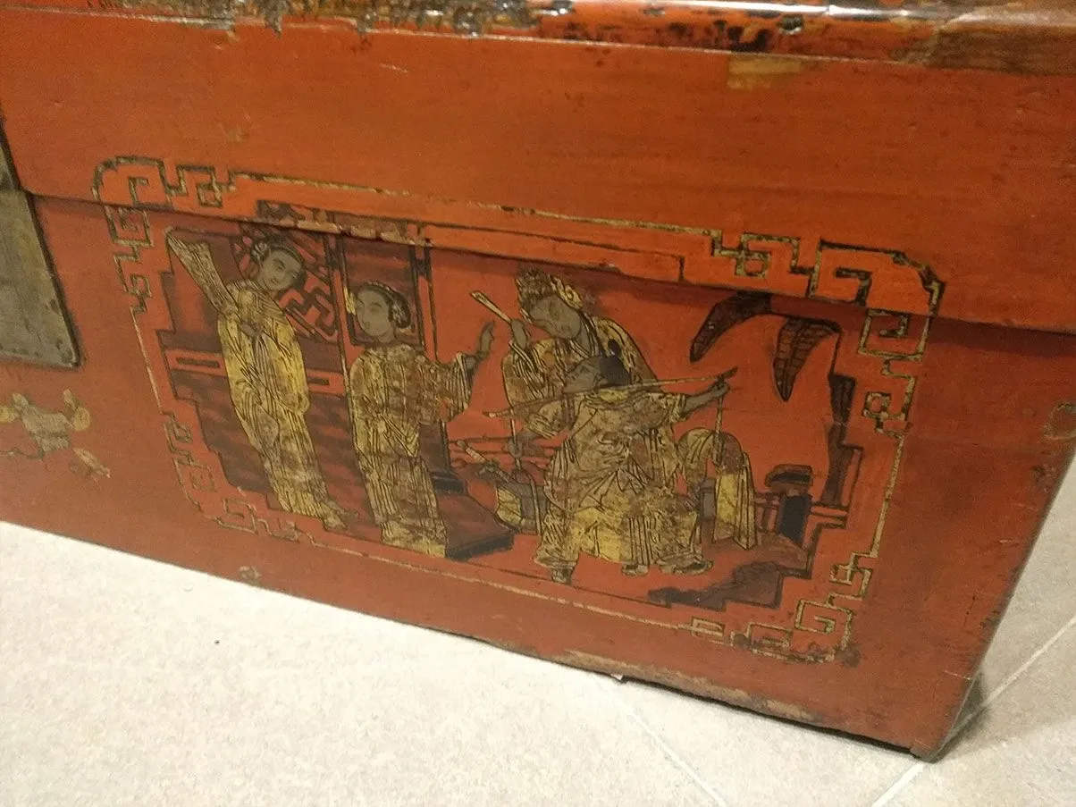 Baule contenitore cinese legno abete (rosso), Antiqua Trade 5