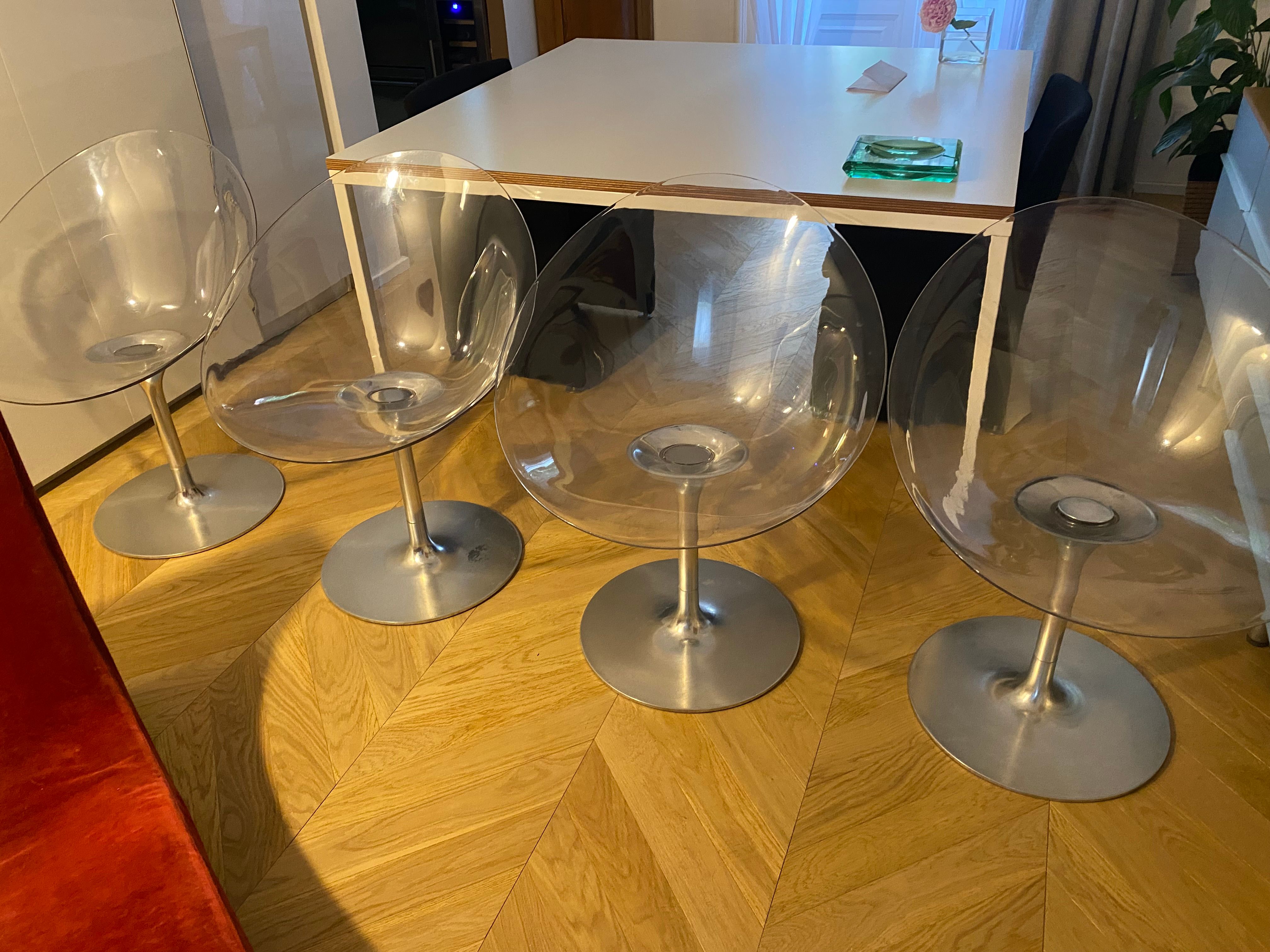 Set di 4 sedie vintage Eros trasparenti di Philippe Starck, Kartell Main