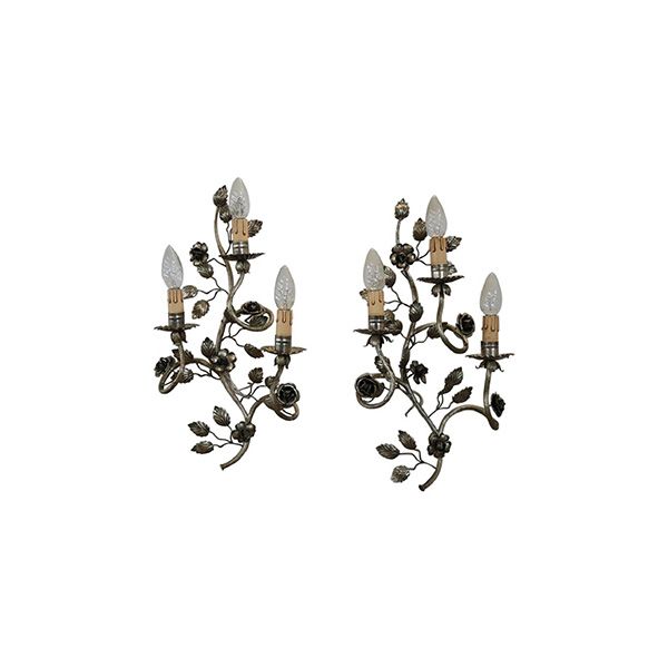 Set of 2 vintage appliques in silver metal (1930s), image