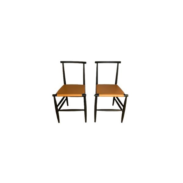 Pair of Pelleossa chairs with leather seat, Miniforms image