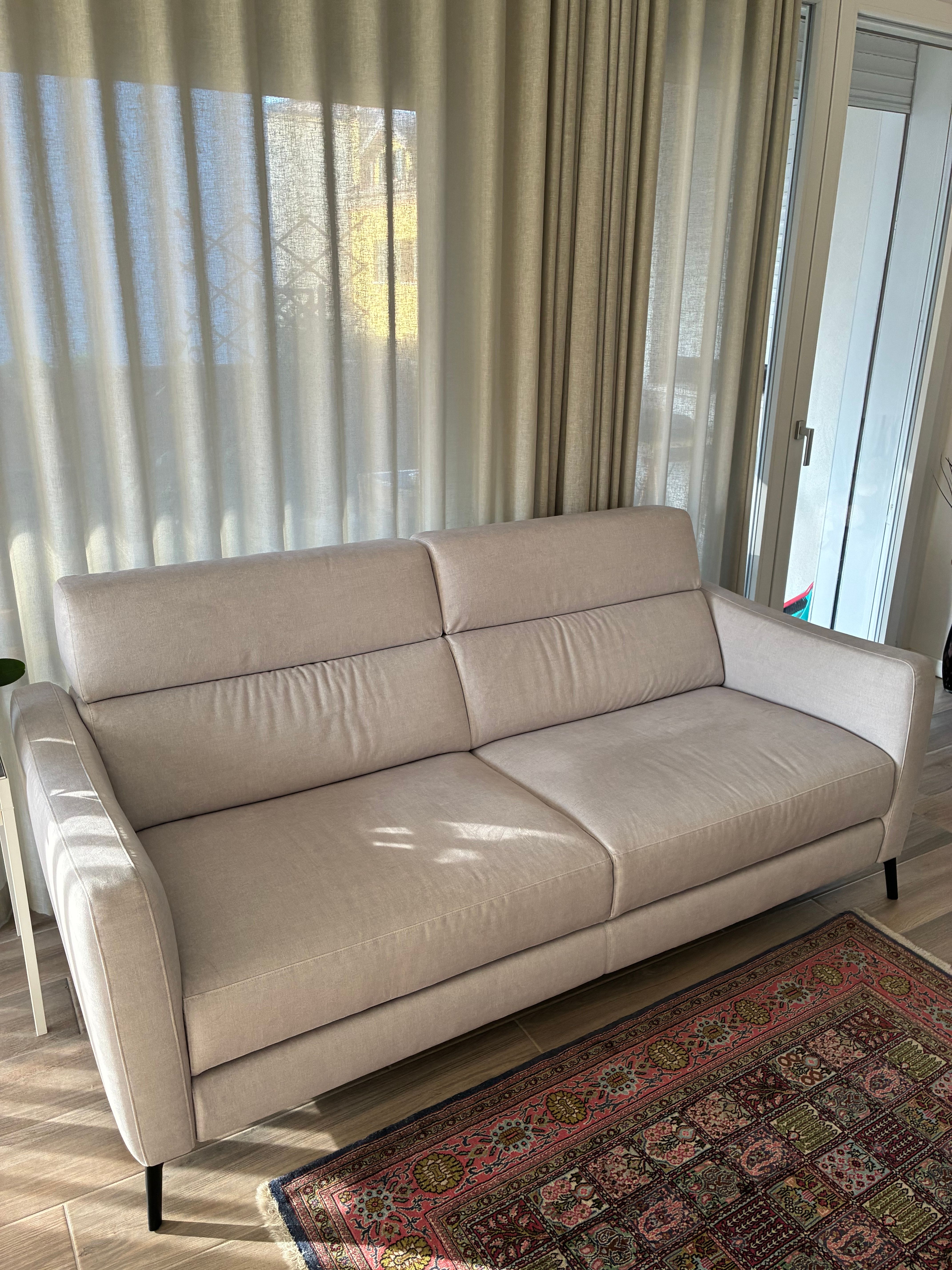 Divano 3 posti Greg rivestito in tessuto (beige) Side