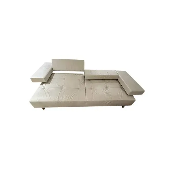 Linea Soft sofa in tufted leather (white), Arketipo 
