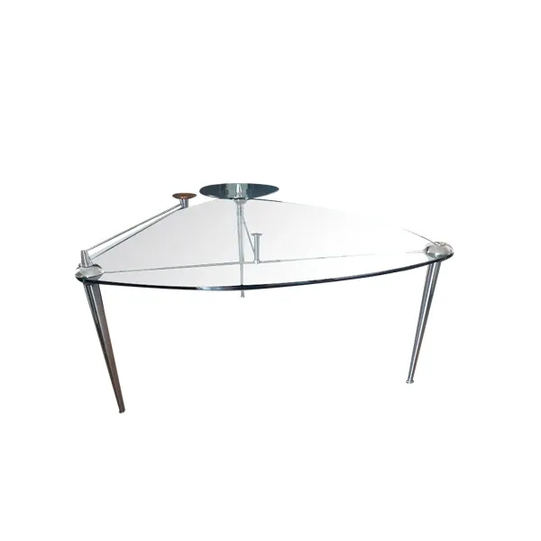 Ludwig table in crystal and steel with accessories, Baleri Italia image