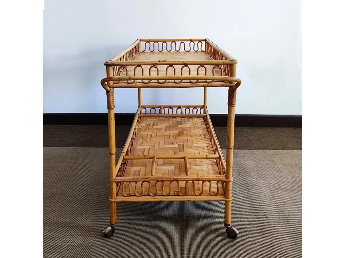 Vintage Bamboo &amp; Rattan Bar Cart (1960s) 1