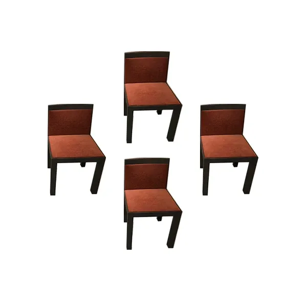 Set of 4 Teatro chairs in wood and chenille (80s), Molteni&C image