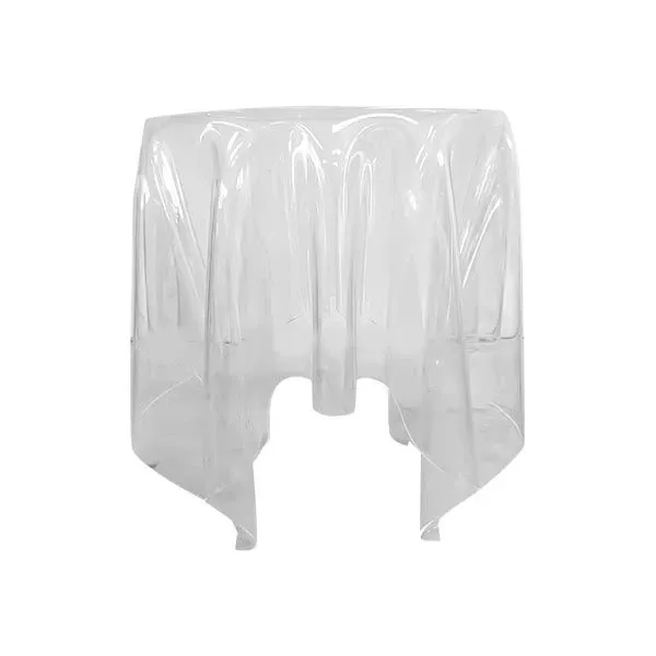 Coffee table with plexiglass drapery (transparent), 