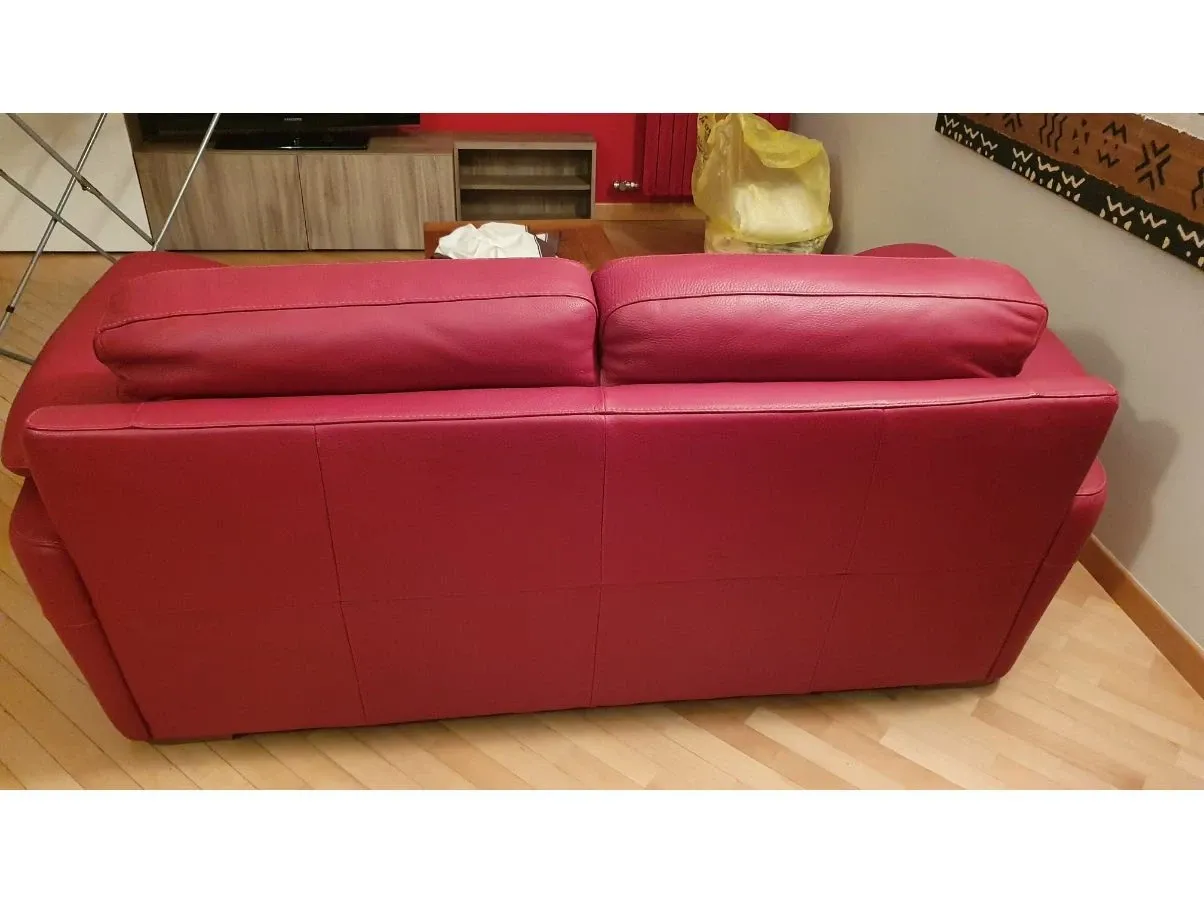 Divano 2 posti in pelle rosso, Natuzzi 3