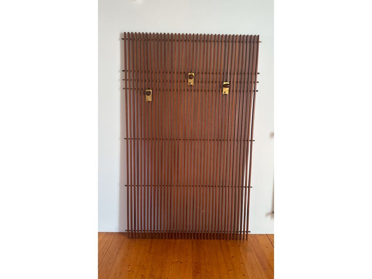 Appendiabiti in legno e ottone anni '60 Main
