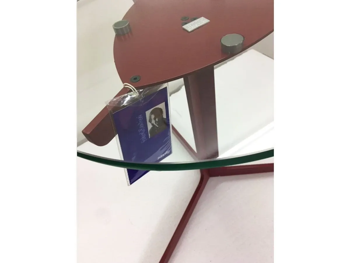 Tavolino con base in acciaio color rosso Grillo 2