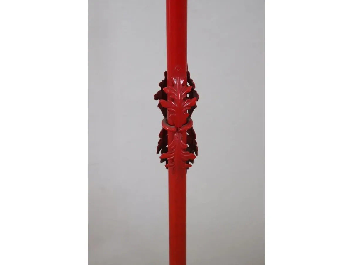 Vintage coat rack in red lacquered iron, 3