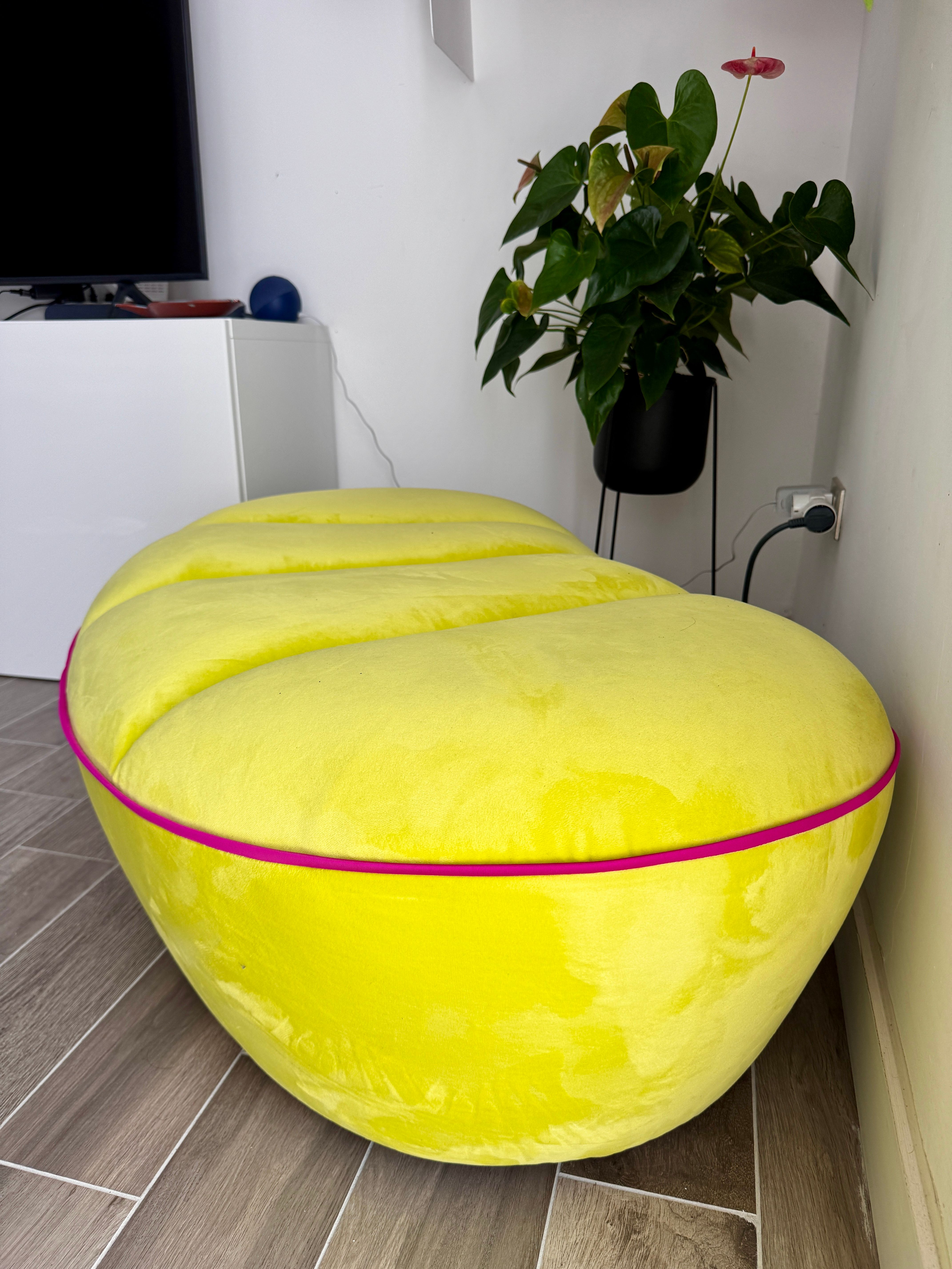 Acid Yellow Ottoman Pouf Side