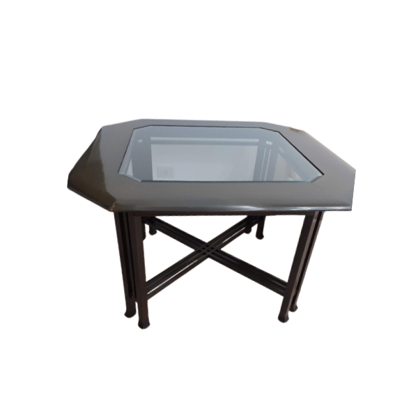 Square table in wood and glass (80s), image