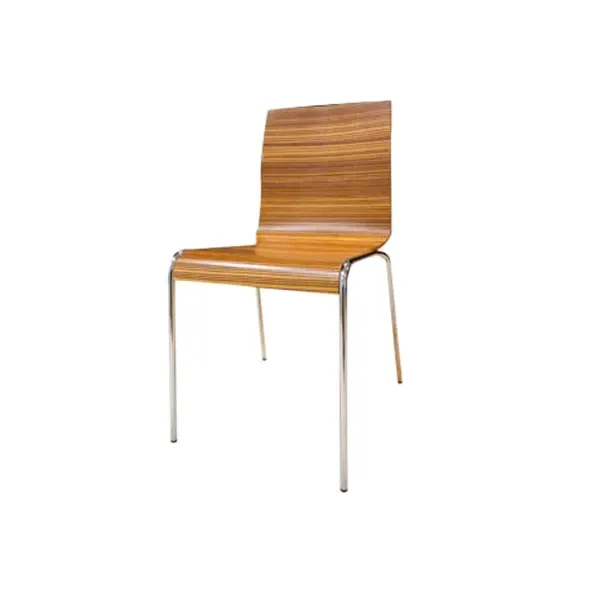 Sedia Zebra in acciaio cromato e legno curvato, Calligaris 2