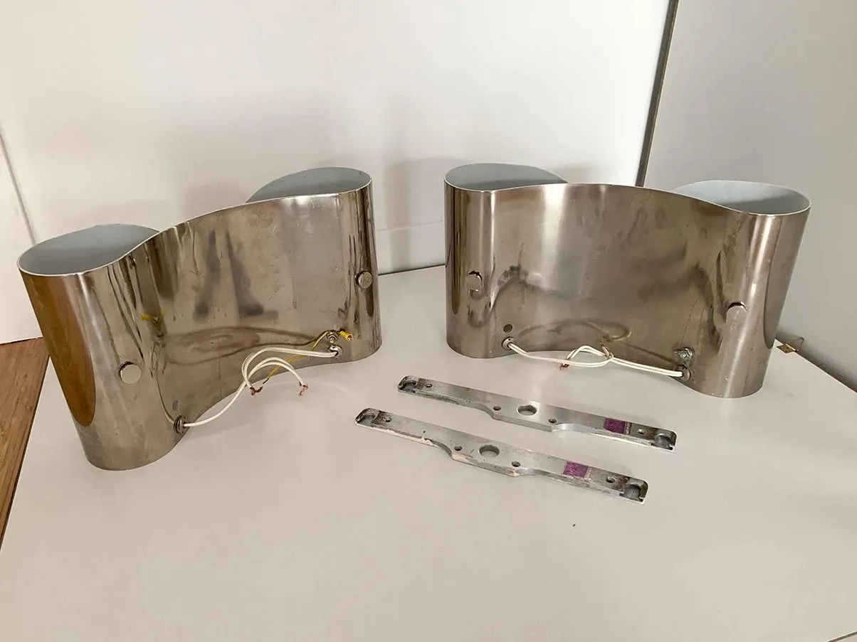2er-Set Wandleuchten aus verchromtem Metall Foglio 2