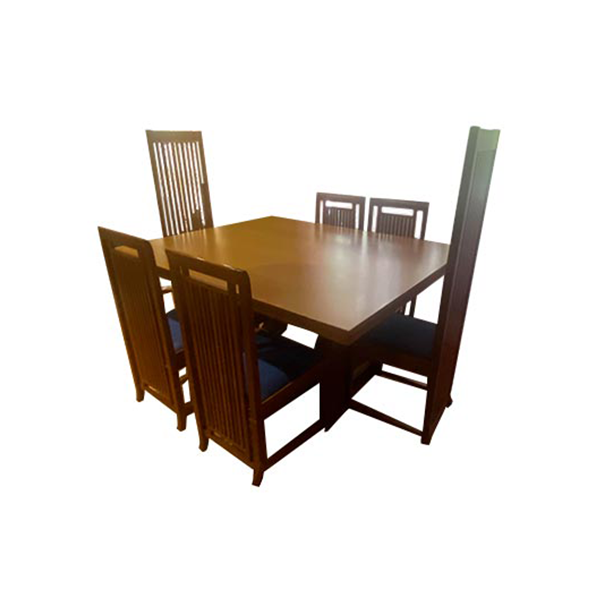 Set of Husser table and 6 chairs by Frank Lloyd Wright, Cassina image