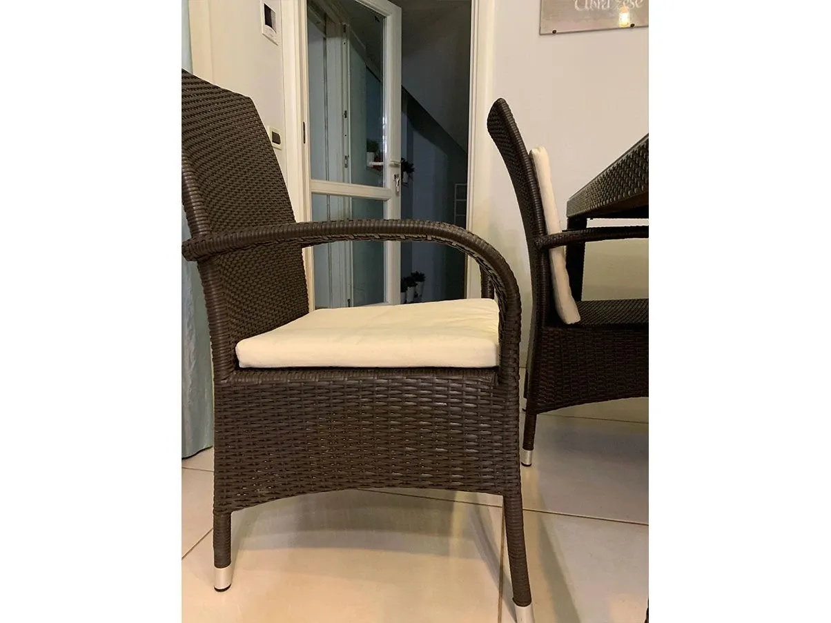 Set 4 poltrone con cuscino in rattan (grigio), Greenwood 3