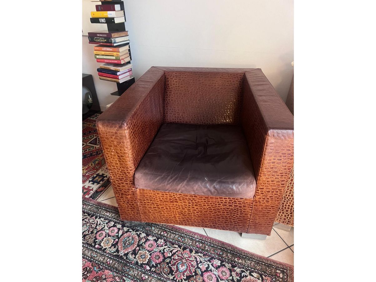 Coppia di poltrone Suitecase in pelle, Minotti  Front