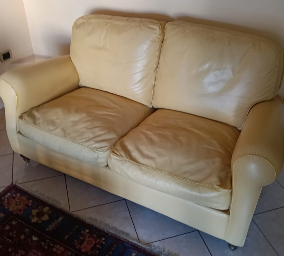 2-Sitzer Sofa aus gelbem Leder Optional10