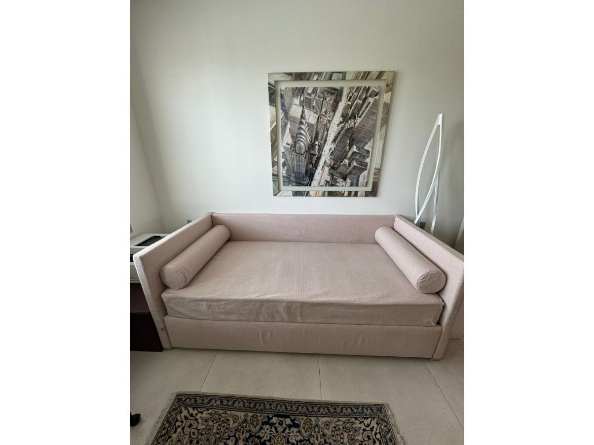 Divano letto Duetto in tessuto rosa Front