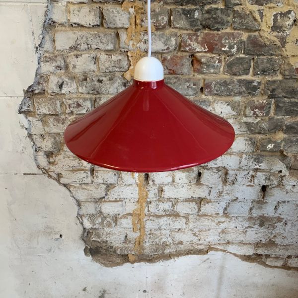 Vintage red pendant lamp in glazed ceramic, image